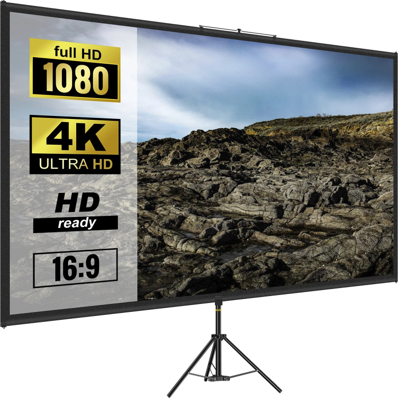 Projector Screen 100 Inch - 100 Inch Tripod Projector Screen with