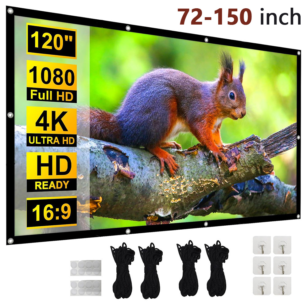 Projector Screen 100 Inch - Portable Projector Screen 4K 72-150Inch Projectors