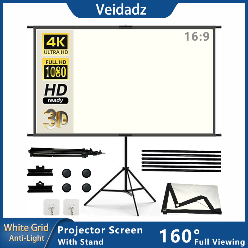 Projector Screen 100 Inch - Projector Screen With Stand White Grid
