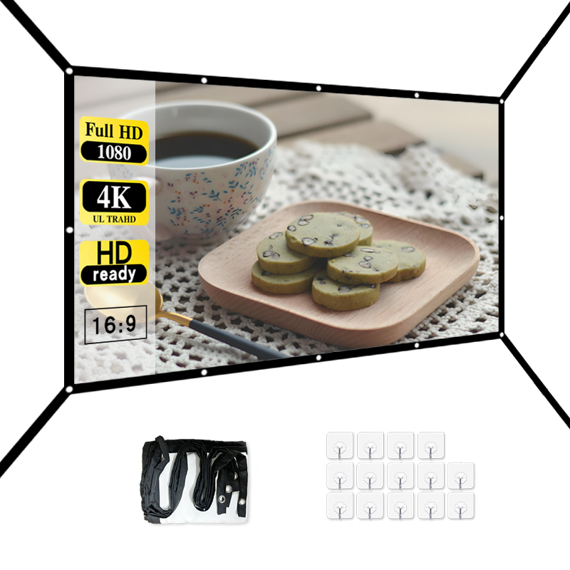 16: 9 Portable Foldable White  - Projector Screen 100 Inch recension och pris