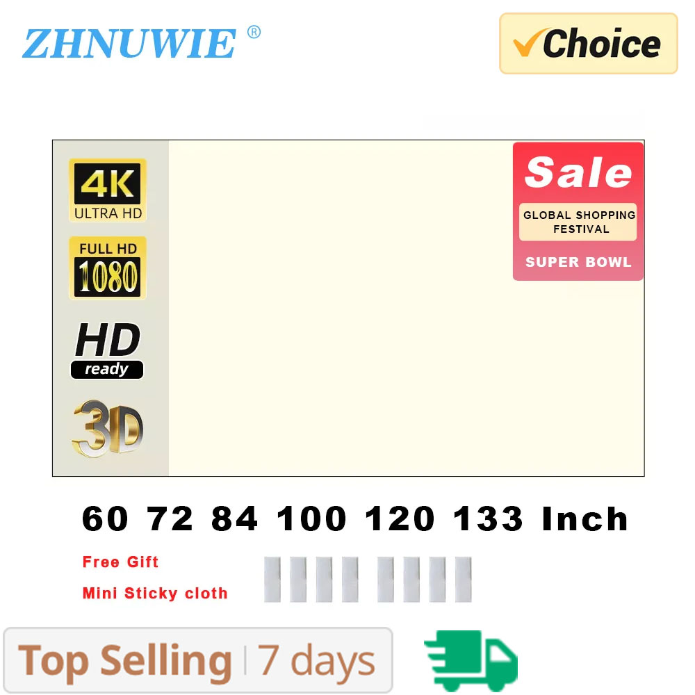 ZHNUWIE Projector Screen White - Projector Screen 100 Inch recension och pris