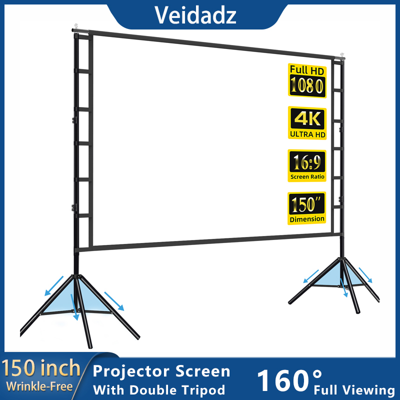 VEIDADZ Projector Screen With  - Projector Screen 100 Inch recension och pris